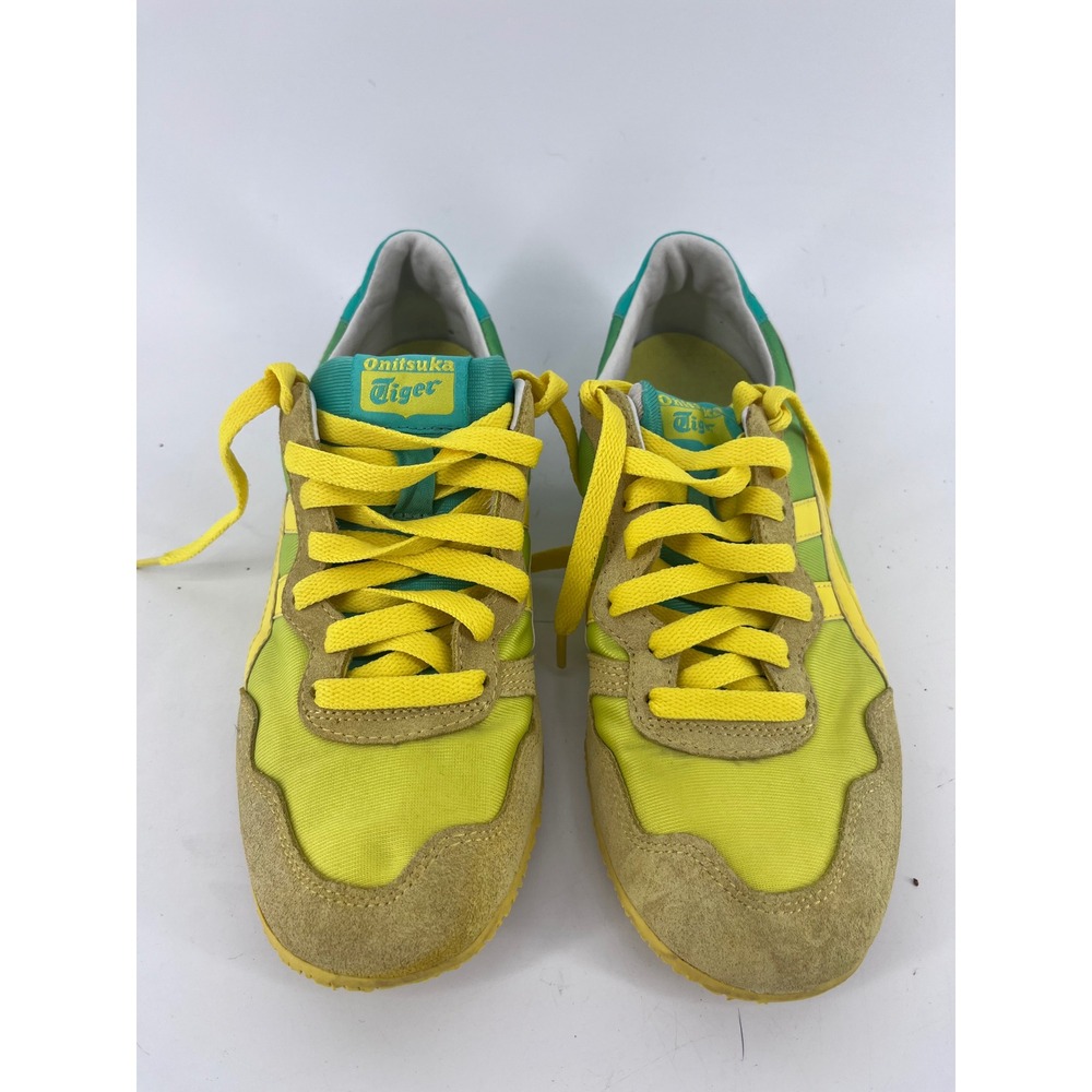 Onitsuka Tiger Serrano Yellow Green Low Top Sneakers Womens Size 7 Sporty Active